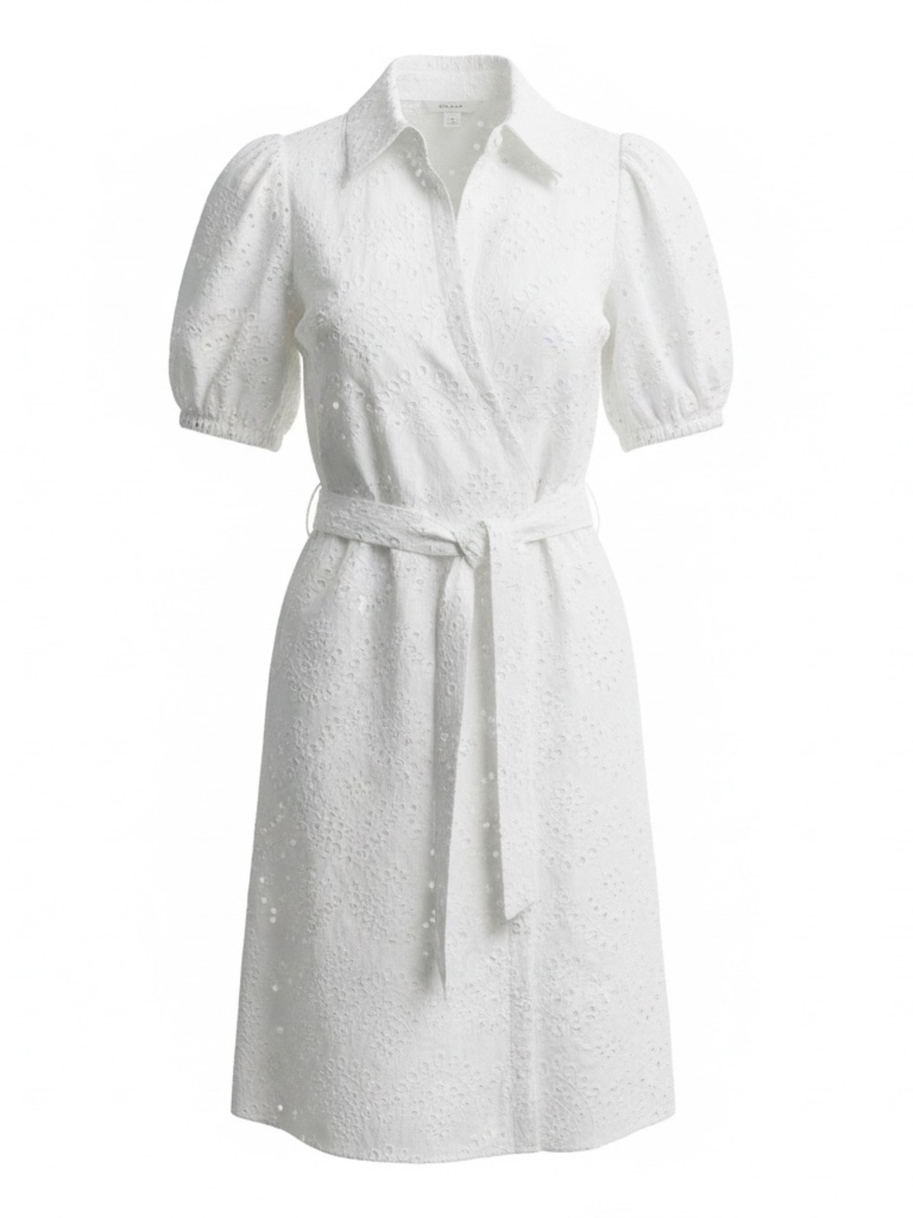 Sam Edelman White Eyelet Tie-Waist Midi Dress